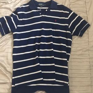 White and Blue Striped Ralph Lauren Polo